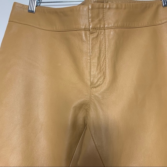 Vintage Tan Leather boot cut pants with hook closure. - Picture 4 of 7